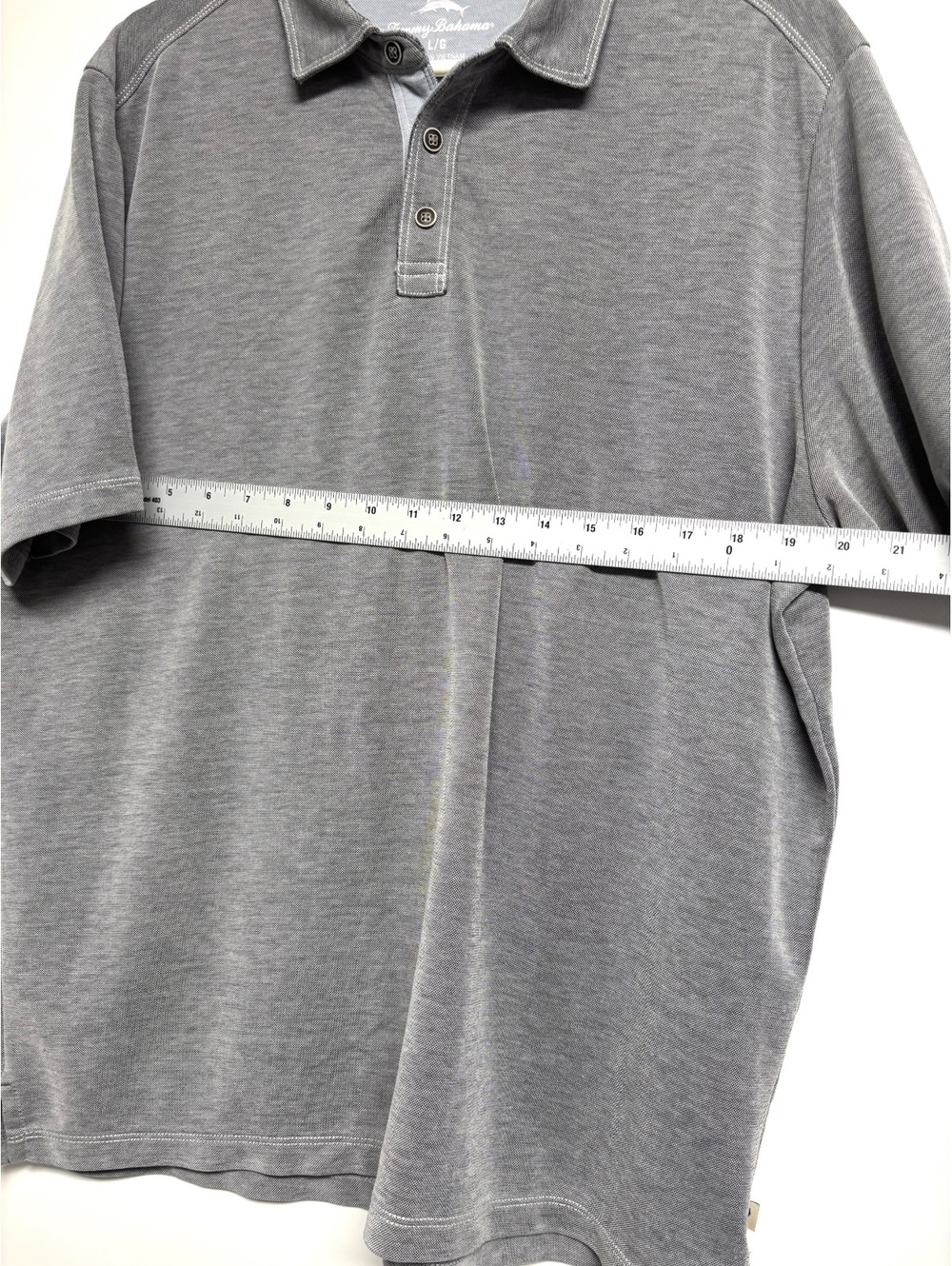 Tommy Bahama Men’s Large Gray Washed Piqué Polo Shirt Marlin Logo